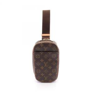 LOUIS VUITTON Authentic Brown Monogram Leather Pochette Fanny Pack